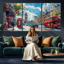 London Street Canvas Wall Art — Big Ben Red Bus Print | Oil by MyGreatCanvas | Canvas Wall Art Prints | Photo Prints & Wall Decor