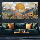 Boho Mountain Landscape Large Wall Art, Horizontal Gold by MyGreatCanvas | Canvas Wall Art Prints | Photo Prints & Wall Decor