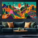 Colorful Japanese Landscape Print: Maximalist Panoramic Wall by MyGreatCanvas | Canvas Wall Art Prints | Photo Prints & Wall Decor