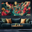 Colorful Japanese Landscape Print: Maximalist Panoramic Wall by MyGreatCanvas | Canvas Wall Art Prints | Photo Prints & Wall Decor