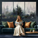 Misty Pine Forest Oil Painting Canvas — Dark Moody Teal Grey by MyGreatCanvas | Canvas Wall Art Prints | Photo Prints & Wall Decor