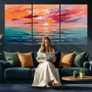 Bold Palette Knife Ocean Sunset Canvas — Orange Pink Teal by MyGreatCanvas | Canvas Wall Art Prints | Photo Prints & Wall Decor