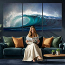 Ocean Wave Canvas Wall Art, Dramatic Teal Blue Seascape Oil by MyGreatCanvas | Canvas Wall Art Prints | Photo Prints & Wall Decor