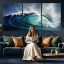 Ocean Wave Canvas Wall Art, Dramatic Teal Blue Seascape Oil by MyGreatCanvas | Canvas Wall Art Prints | Photo Prints & Wall Decor