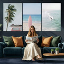 Surf Canvas Wall Art Set, Pink Surfboard VW Van Palm Tree by MyGreatCanvas | Canvas Wall Art Prints | Photo Prints & Wall Decor