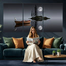 Moonlit Lake Canvas Wall Art, Dreamy Boat Heron Full Moon by MyGreatCanvas | Canvas Wall Art Prints | Photo Prints & Wall Decor
