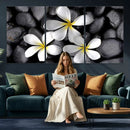 Plumeria Frangipani Black Stone Canvas | White Flower Spa by MyGreatCanvas | Canvas Wall Art Prints | Photo Prints & Wall Decor