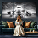 Airplane Wall Art Canvas Print, Black and White Jet Aircraft by MyGreatCanvas | Canvas Wall Art Prints | Photo Prints & Wall Decor