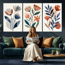 Watercolor Botanical Canvas Wall Art Set, Navy Terracotta by MyGreatCanvas | Canvas Wall Art Prints | Photo Prints & Wall Decor