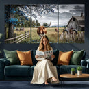 Texas Longhorn Canvas Wall Art, Rustic Farm Barn Bluebonnet by MyGreatCanvas | Canvas Wall Art Prints | Photo Prints & Wall Decor
