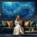 School of Fish Canvas Print | Blue Ocean Underwater Wall Art by MyGreatCanvas | Canvas Wall Art Prints | Photo Prints & Wall Decor