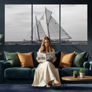 Vintage Sailboat Wall Art Canvas Print, Black and White by MyGreatCanvas | Canvas Wall Art Prints | Photo Prints & Wall Decor