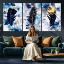Feather Canvas Wall Art Navy Blue Gold Watercolor Abstract by MyGreatCanvas | Canvas Wall Art Prints | Photo Prints & Wall Decor
