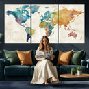 Watercolor World Map Canvas Wall Art Print – Abstract by MyGreatCanvas | Canvas Wall Art Prints | Photo Prints & Wall Decor