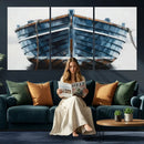 Blue Wooden Rowboat Canvas Wall Art, Coastal Nautical Boat Painting Print for Lake Beach House Decor, Minimalist Maritime Decor Artwork by MyGreatCanvas | Canvas Wall Art Prints | Photo Prints & Wall Decor