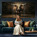 Texas Longhorn Bull Canvas Wall Art, Western Ranch Cattle Photography Print, Rustic Farmhouse Cowboy Decor Artwork by MyGreatCanvas | Canvas Wall Art Prints | Photo Prints & Wall Decor