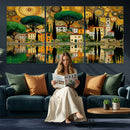 Gustav Klimt Golden Cityscape Wall Art Canvas Print,