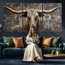 Texas Longhorn Skull Canvas Wall Art Rustic Western Decor Print by MyGreatCanvas | Canvas Wall Art Prints | Photo Prints & Wall Decor