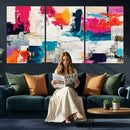 Blue Teal Abstract Canvas Wall Art, Modern Textured Painting Print, Navy Orange White Contemporary Art, Neutral Living Room Decor, Office Art by MyGreatCanvas | Canvas Wall Art Prints | Photo Prints & Wall Decor