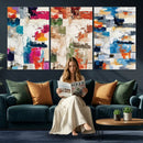 Blue Teal Abstract Canvas Wall Art, Modern Textured Painting Print, Navy Orange White Contemporary Art, Neutral Living Room Decor, Office Art by MyGreatCanvas | Canvas Wall Art Prints | Photo Prints & Wall Decor