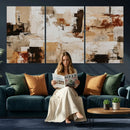 Blue Teal Abstract Canvas Wall Art, Modern Textured Painting Print, Navy Orange White Contemporary Art, Neutral Living Room Decor, Office Art by MyGreatCanvas | Canvas Wall Art Prints | Photo Prints & Wall Decor