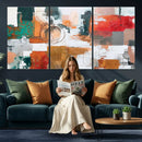 Blue Teal Abstract Canvas Wall Art, Modern Textured Painting Print, Navy Orange White Contemporary Art, Neutral Living Room Decor, Office Art by MyGreatCanvas | Canvas Wall Art Prints | Photo Prints & Wall Decor