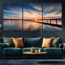 Wooden Pier on Seascape and Sunset Wall Art Canvas Print by MyGreatCanvas | Canvas Wall Art Prints | Photo Prints & Wall Decor