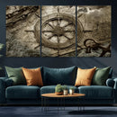 Wooden Ship Wheel Canvas Print, Multi Panel Canvas Wall Art