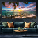 Framed Tropical Sunset Art Canvas Print