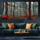 Autumn Forest Wall Art – Enchanting Red Leaves Canvas Print,