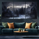 Night Landscape and Trees Wall Art Canvas Print