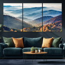 Misty Mountain Sunrise Triptych Canvas Print – Autumn