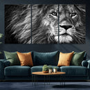 Black and White Lion Canvas Wall Art Print – Wildlife