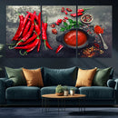Red Chili Peppers Wall Art Kitchen Artwork Canvas Print