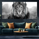 Black and White Lion Canvas Wall Art – Animal Print Artwork