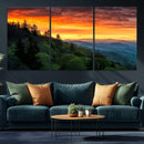 Forest Landscape Wall Art Sunset Canvas, Forest Sunset