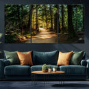 Sunlit Forest Pathway Canvas Print | 3 Panel Large Nature by MyGreatCanvas | Canvas Wall Art Prints | Photo Prints & Wall Decor