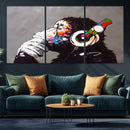 Dj Monkey Listening to Music Wall Art Print | Banksy Monkey by MyGreatCanvas | Canvas Wall Art Prints | Photo Prints & Wall Decor