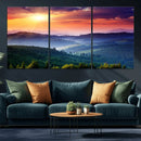 Sunset over Mountain Canvas Print, Forest Canvas Wall Art –