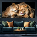 Lion and Lioness Wall Art Canvas Print – Framed African