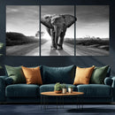 Black and White Elephant Wall Art Canvas Print