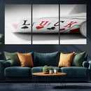 Framed Luck Poker Cards Canvas – Modern Triptych Wall Art,