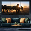 Horse Herd Wall Art Animal Canvas Print