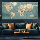 Classic World Map Canvas Print – Framed Vintage Map Wall by MyGreatCanvas | Canvas Wall Art Prints | Photo Prints & Wall Decor