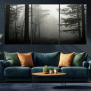 Misty Forest Wall Art Premium Canvas Print a Foggy and