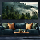 Misty Forest Wall Art Premium Canvas Print a Foggy and