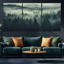 Misty Forest Wall Art Premium Canvas Print a Foggy and