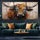 Abstract Bull Highland Cow Canvas Wall Art Print – Vibrant by MyGreatCanvas | Canvas Wall Art Prints | Photo Prints & Wall Decor
