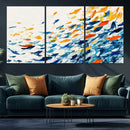 Abstract Fish Shoal Wall Art Canvas Print, Colorful Fish