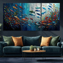 Modern Abstract Fish Shoal Wall Art Canvas Print, Colorful